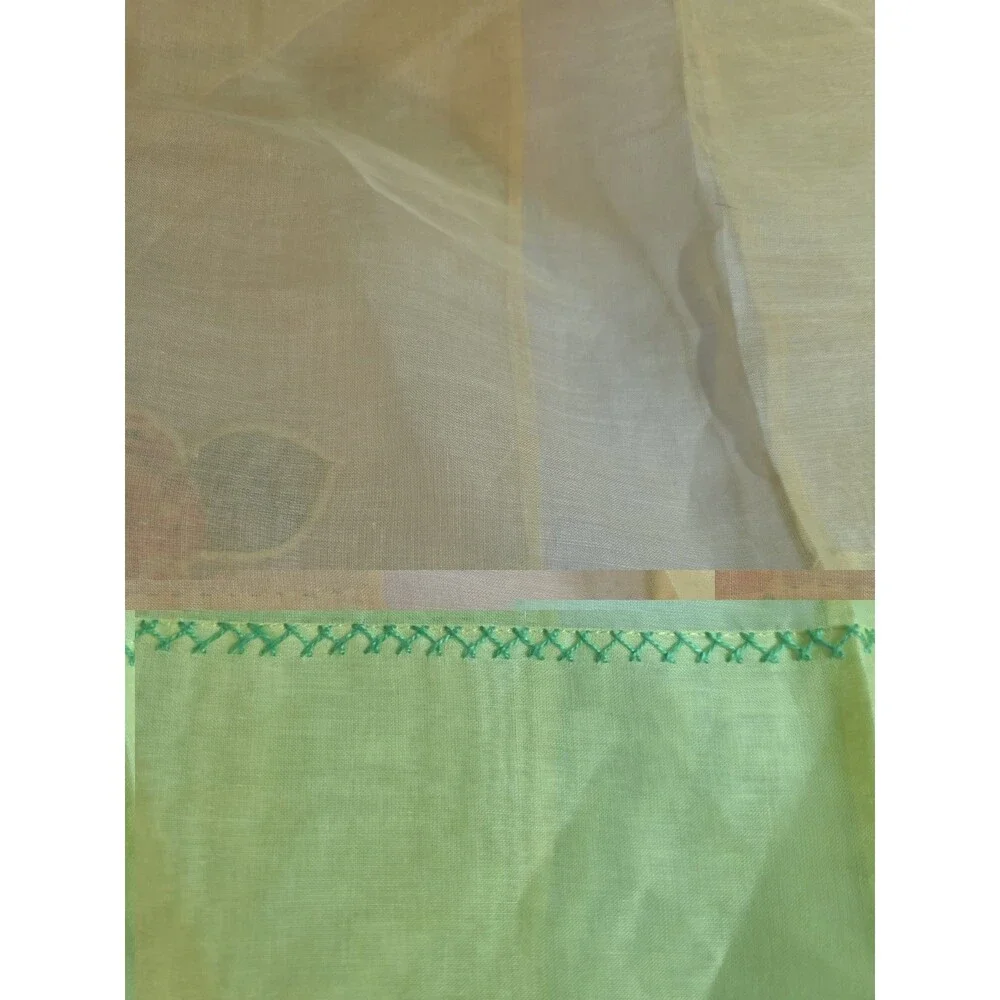 1950s Handmade Yellow Organza Apron Featuring Bold Orange Floral Appliqués